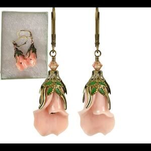 New "Peaceful" Flower art nouveau style Leverback NoMonet Earrings